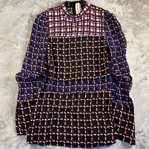 Marni Womens Oversized Cut & Sew Top Black Pink Blue Geometric Italy Size L